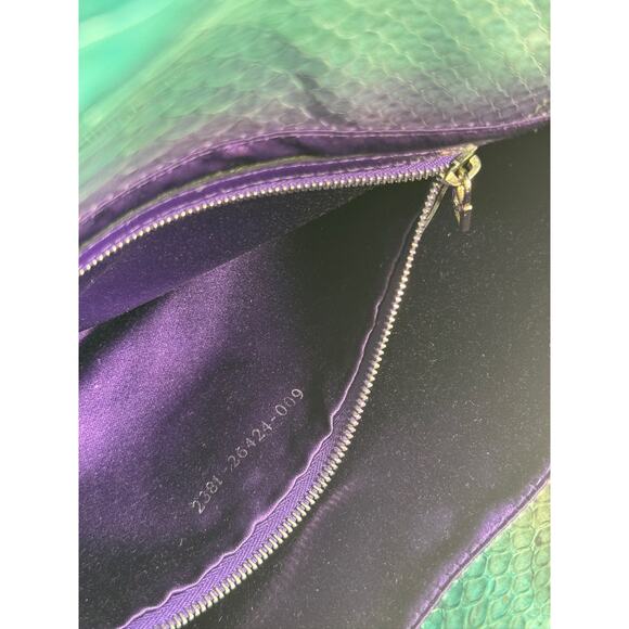 Fendi Vintage Silver Blue Purple Fuchsia Ombré Snakeskin Baguette Shoulder Bag - Picture 9 of 9